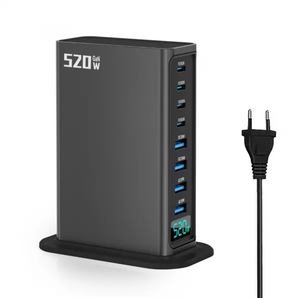 OEM Incarcator Statie OEM, 520W, 5A, 4 x USB-A - 4 x USB-C, Gri