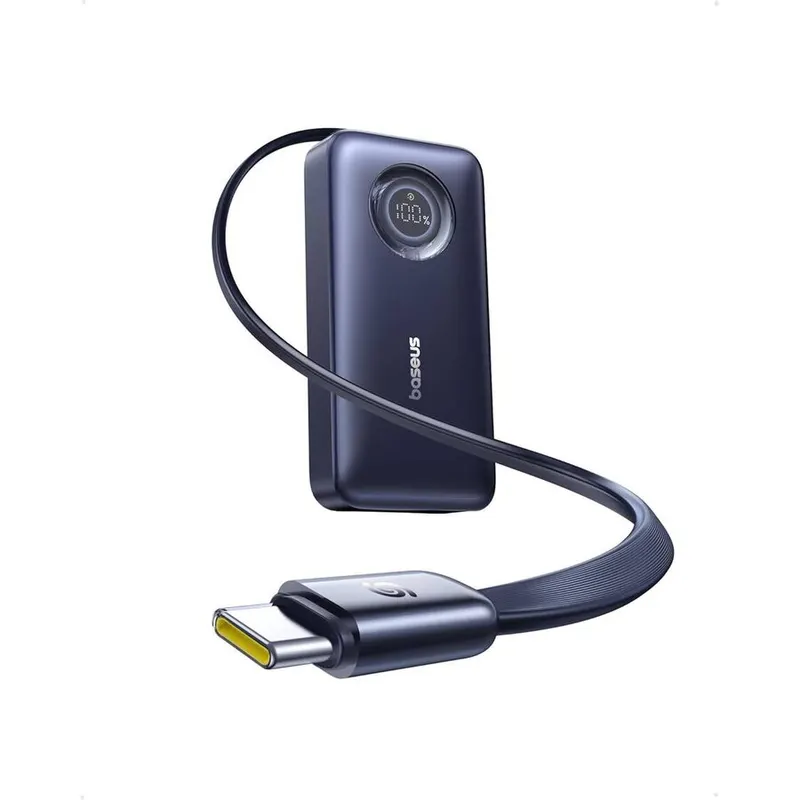 BASEUS Acumulator extern Baseus EnerCore CR11 10.000 mAh, 45W, cu cablu USB-C retractabil, Negru