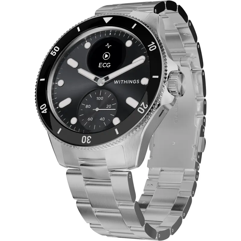 Withings Smartwatch Withings Scanwatch Nova, Otel inoxidabil, 42mm, Rezistent la apa, Pulsometru ,Negru