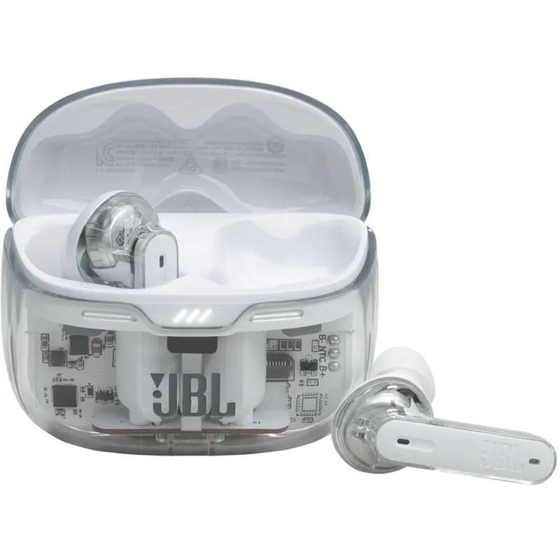 JBL Casti JBL Tune Beam Ghost Edition, in-ear, 4 microfoane, autonomie 48 ore, Alb